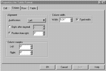 Table Column Format Screenshot